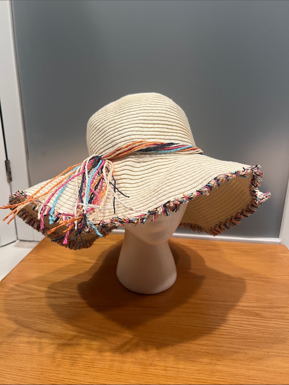 Yumi straw sun hat colorful trim beach outdoor  one size